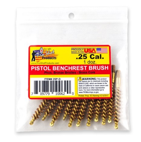 PROSHOT .25 CAL. PISTOL BRUSH - 12 QTY. BULK PACK 25P-D - Win Repeating Arms Promotion